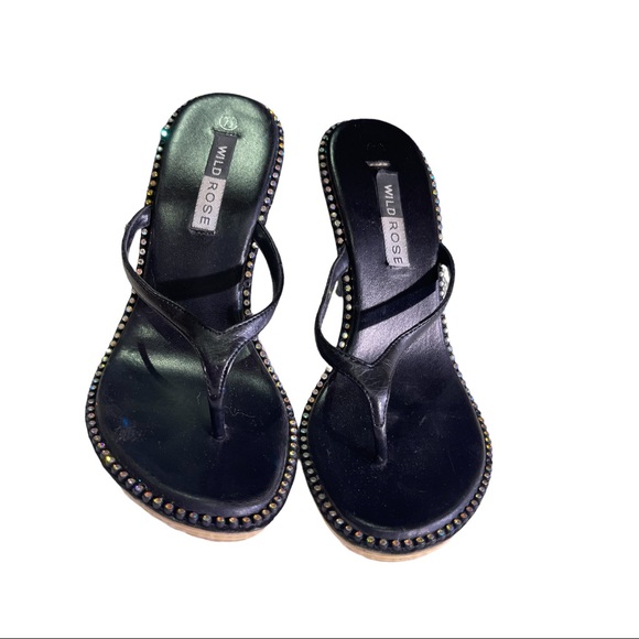 Wild Rose black Shoes 7.5 with Rhinestones good used condition. - Picture 5 of 8